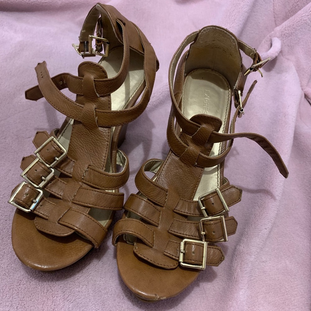 Chestnut Strappy Wedges